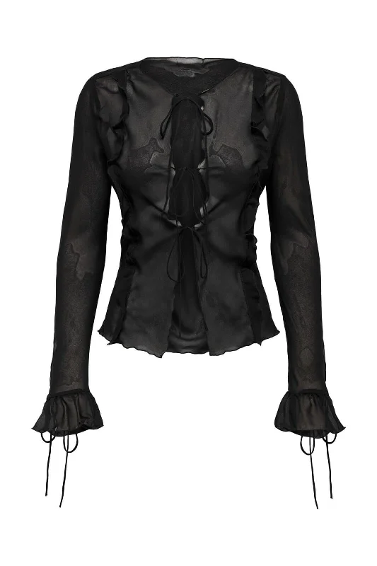 Referral Discount Only - Onlmarlin Ls Frill Tie Top - 4765861 Black