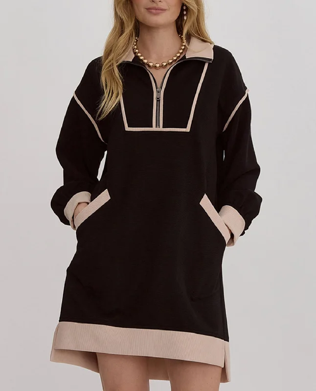 Don't Miss Out Plus Quarter Zip Dress