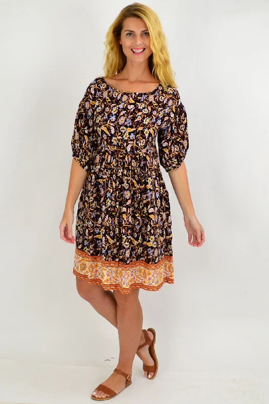 Now or Never Floral Puff Sleeve Tunic Dress