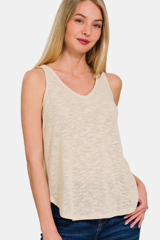 Weekend Savings Spectacle Zenana V-Neck Curved Hem Tank