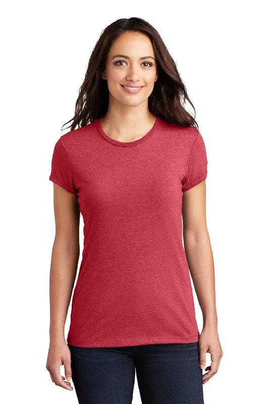 Great Bargain District Womens Fitted Perfect Tri Short Sleeve Crewneck T-Shirt - Red Frost