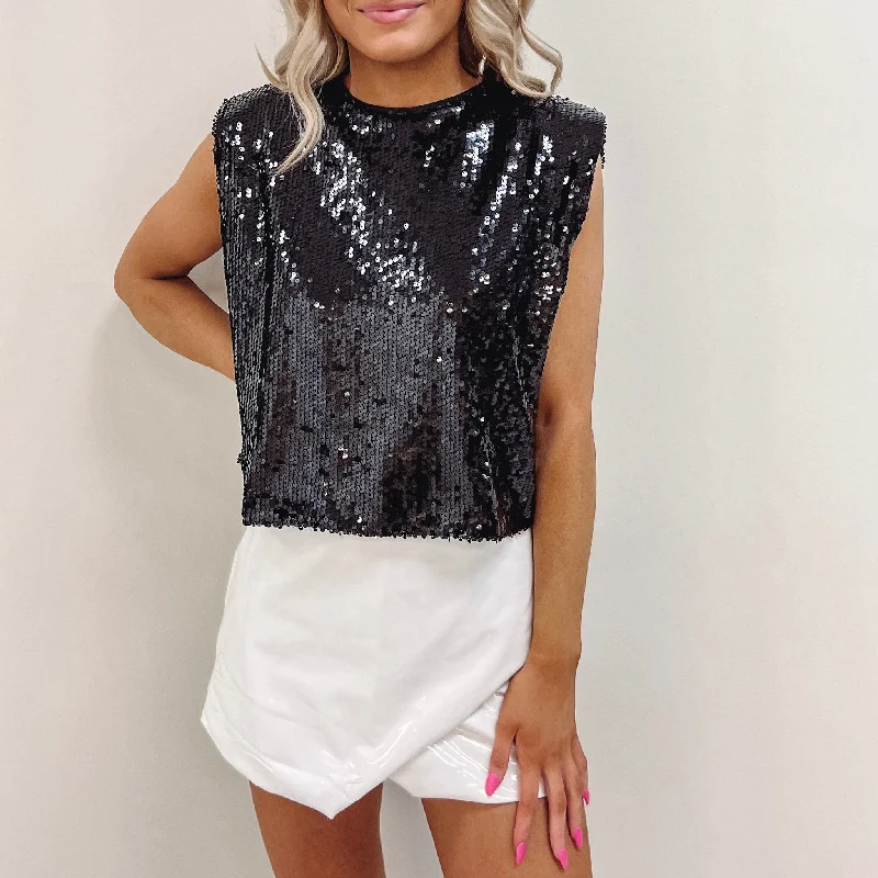Discount Days Ramona Top - Black Sparkle