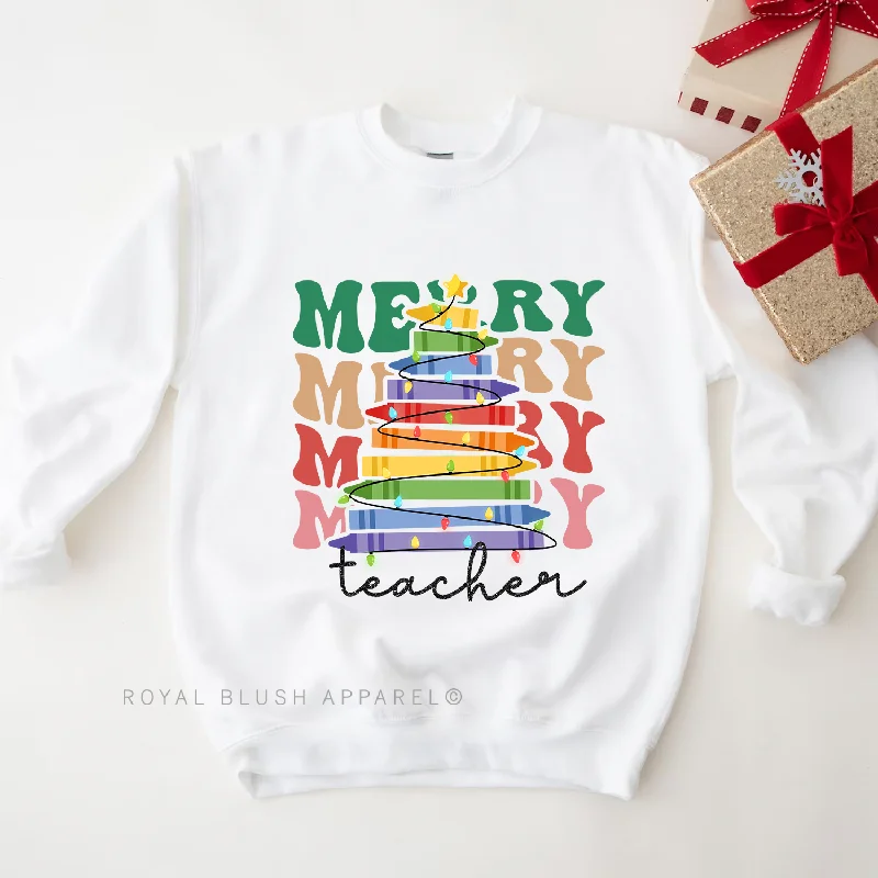 Value Deals Merry Teacher Tree Sweatshirt