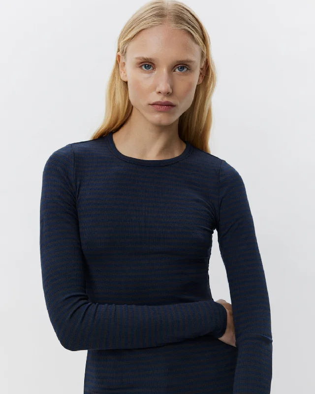 New Markdowns PETRICIASW STRIPE T-SHIRT LONG SLEEVE - Navy Black striped