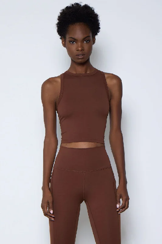 Incredible Offers ESSENTIAL CREWNECK CROP-CHOCOLATE