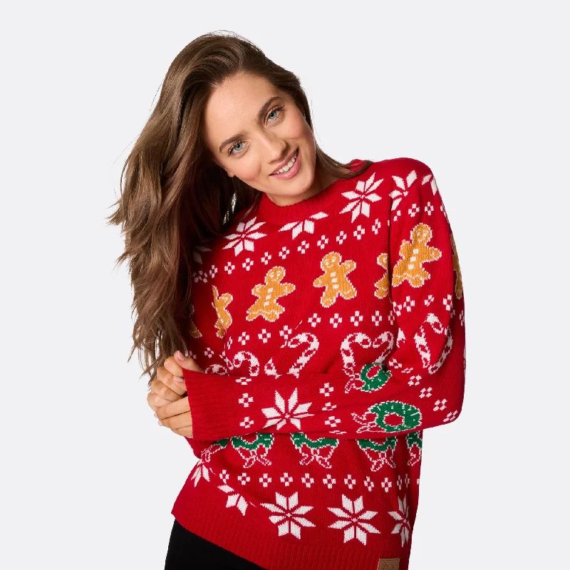Great Deal Roter Klassischer Weihnachtspullover Damen
