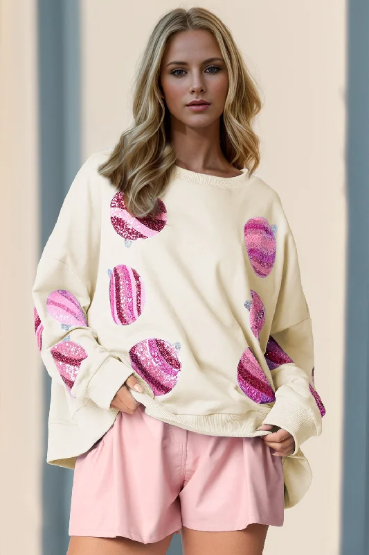 Price Cut Double Take Sequin Round Neck Long Sleeve Sweatshirt