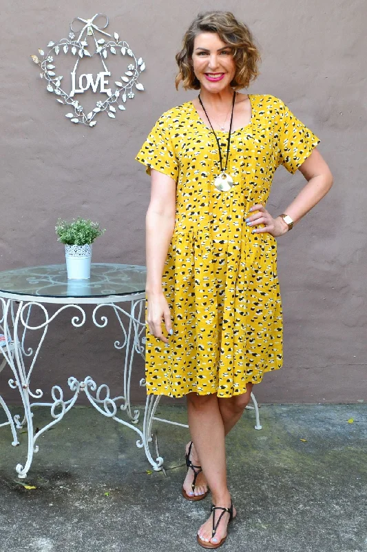 Weekend Special Mustard Peasant Tunic Dress