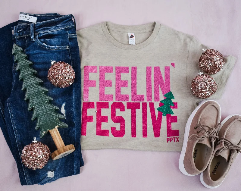 Amazing Value Feelin' Festive Glitter Graphic Tee