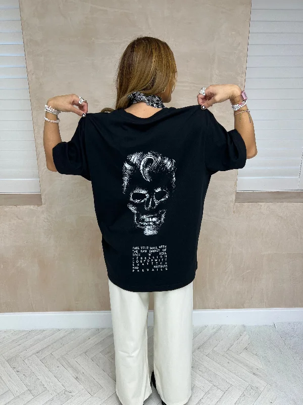 Markdowns Faded Rebel Skull T-Shirt In Black