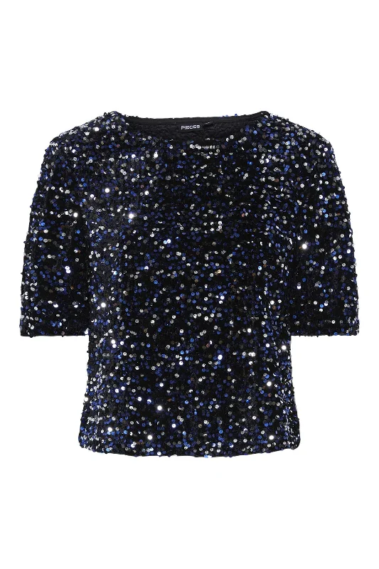 Quick Sale Pieces - Pckam Ss Top - 4617685 Black Bellweather Sequins