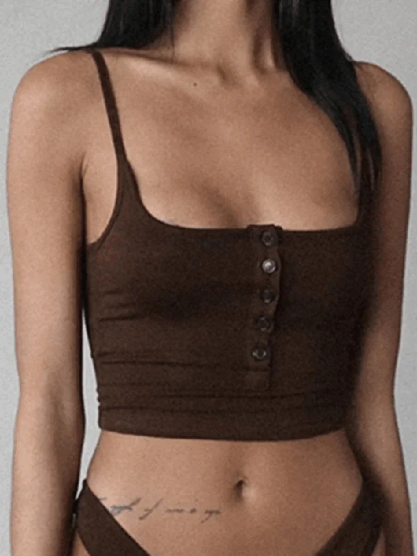 Don’t Miss Out BerryBetty - Button Front Crop Cami Top