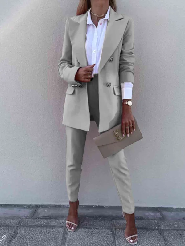 Special Discount Lapel Collar Long Sleeve Blazer and Pants Set