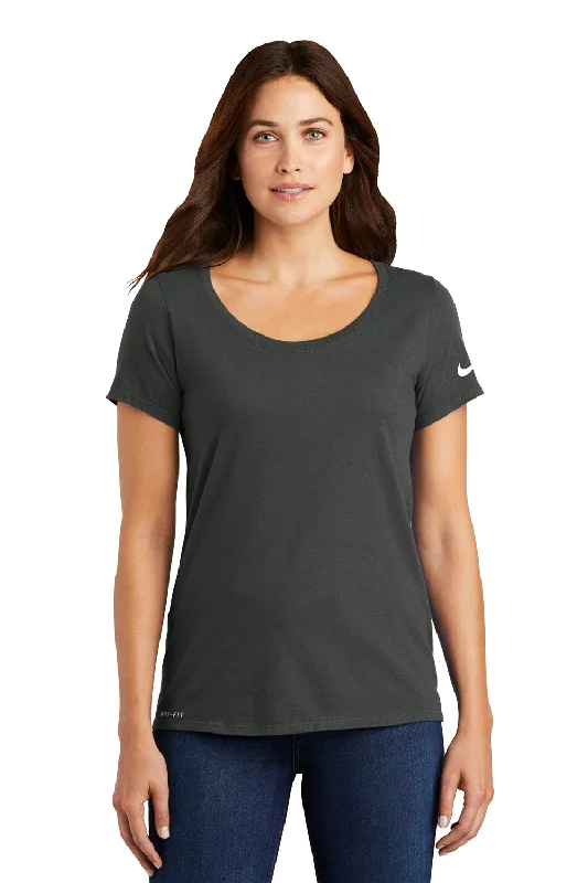 While Supplies Last Nike Womens Dri-Fit Moisture Wicking Short Sleeve Scoop Neck T-Shirt - Anthracite Grey