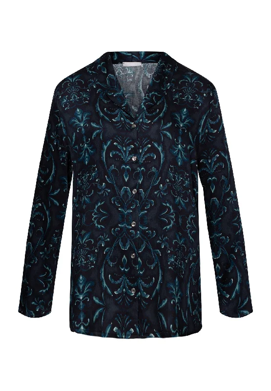 Deal Mania Marlene Collared Button Front Shirt | Glowing Damask 74838-2163