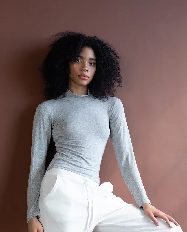 Weekend Sale: Don't Miss Out Heather Grey Long Sleeve Fitted Turtleneck