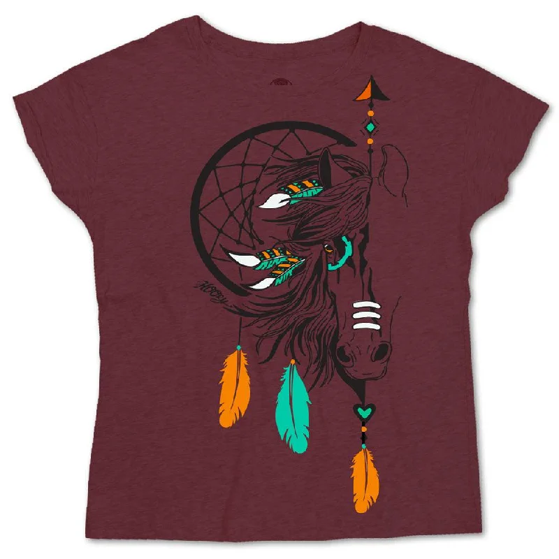 Closeout Deal "Spirit" Cranberry T-shirt w/a horse dreamcatcher