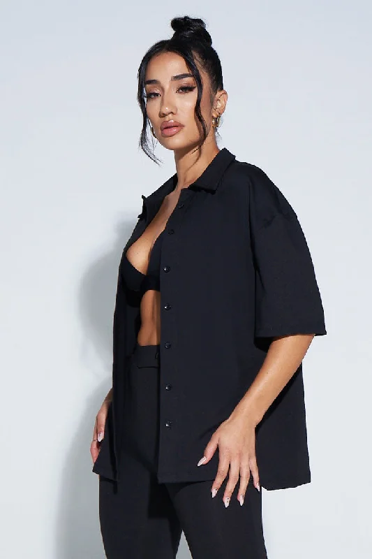 Discount Mania OVERSIZED OB SIGNATURE SHIRT-BLACK