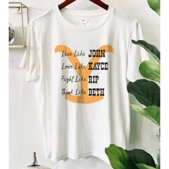 Special Offer Yellowstone Dutton John Kayce Rip Beth White Graphic Tee T-Shirt Casual Women's Special Offer Yellowstone Dutton John Kayce Rip Beth White Graphic Tee T-Shirt Casual Women's