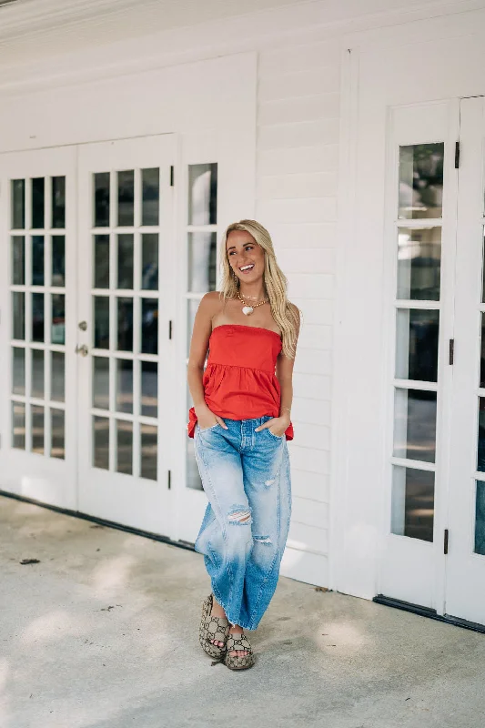 Time-Limited Offer Juliana Strapless Top - Red