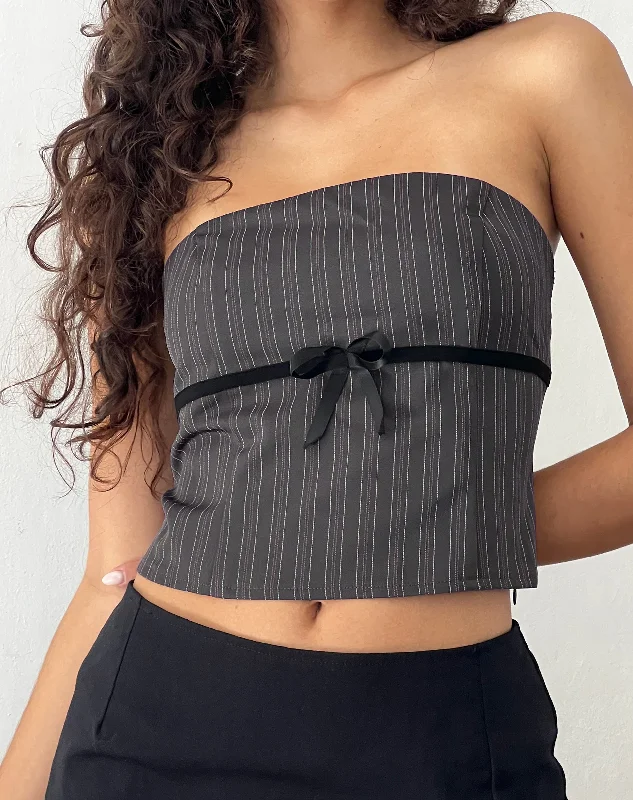 Huge Discounts Leggy Tube Top in Grey Pinstripe