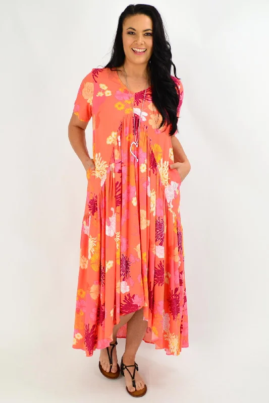 Buy Now Apricot Floral Maxi Tunic Dress