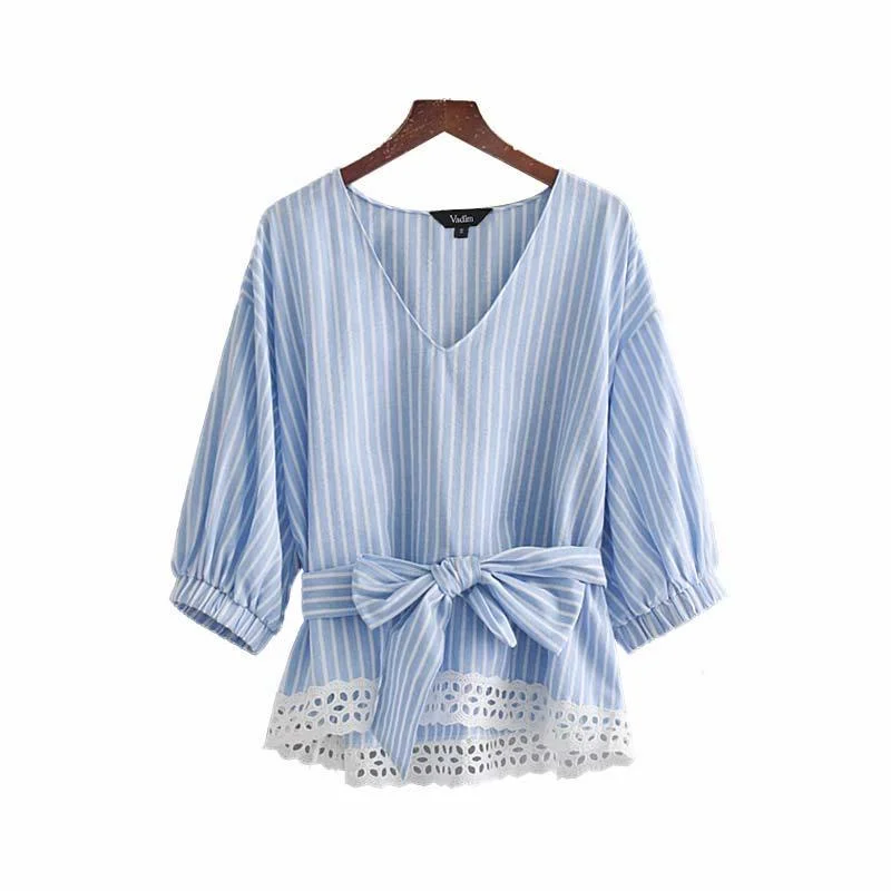 Exclusive Deal BLUE & WHITE STRIPE IS JUST RIGHT TOP