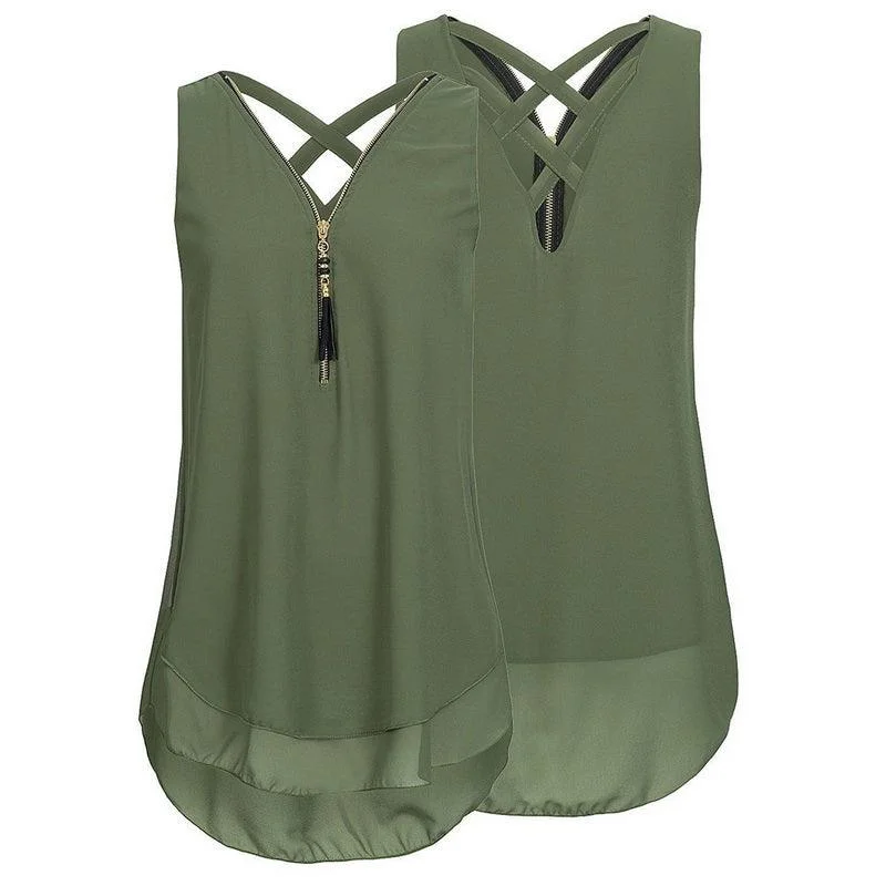 Unmissable Offer CHIFFON CRISSCROSS TASSEL TOP