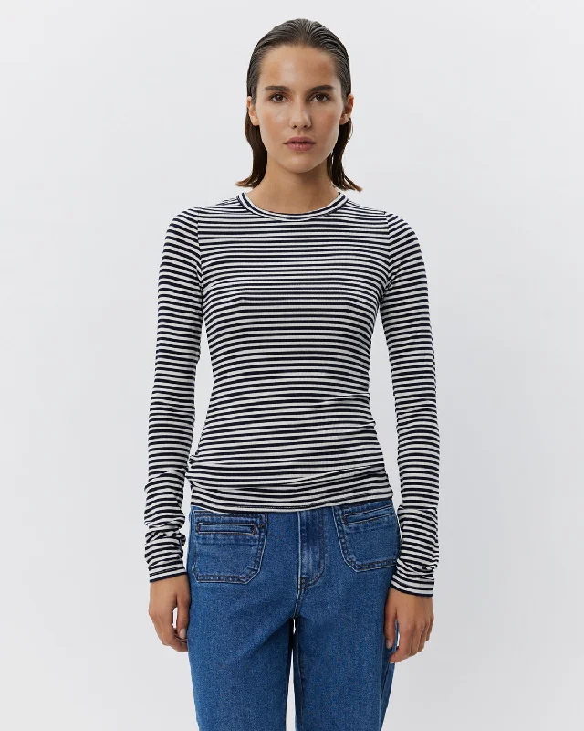 Great Deals PETRICIASW STRIPE T-SHIRT LONG SLEEVE - Navy Striped