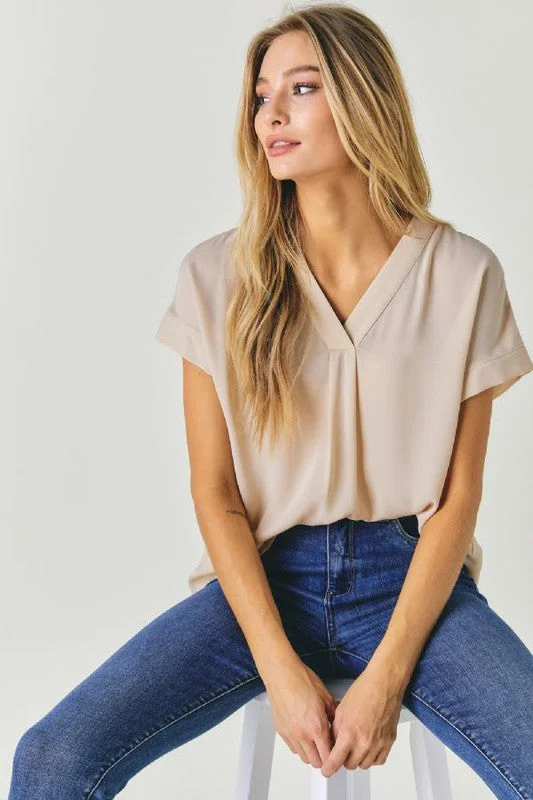 Deal Dash V NECK DOLMAN SLEEVE SOLID BASIC TOP