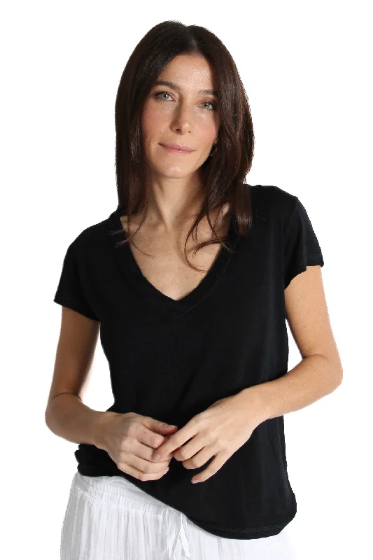 Super Bargain Black Linen Jersey V-Neck