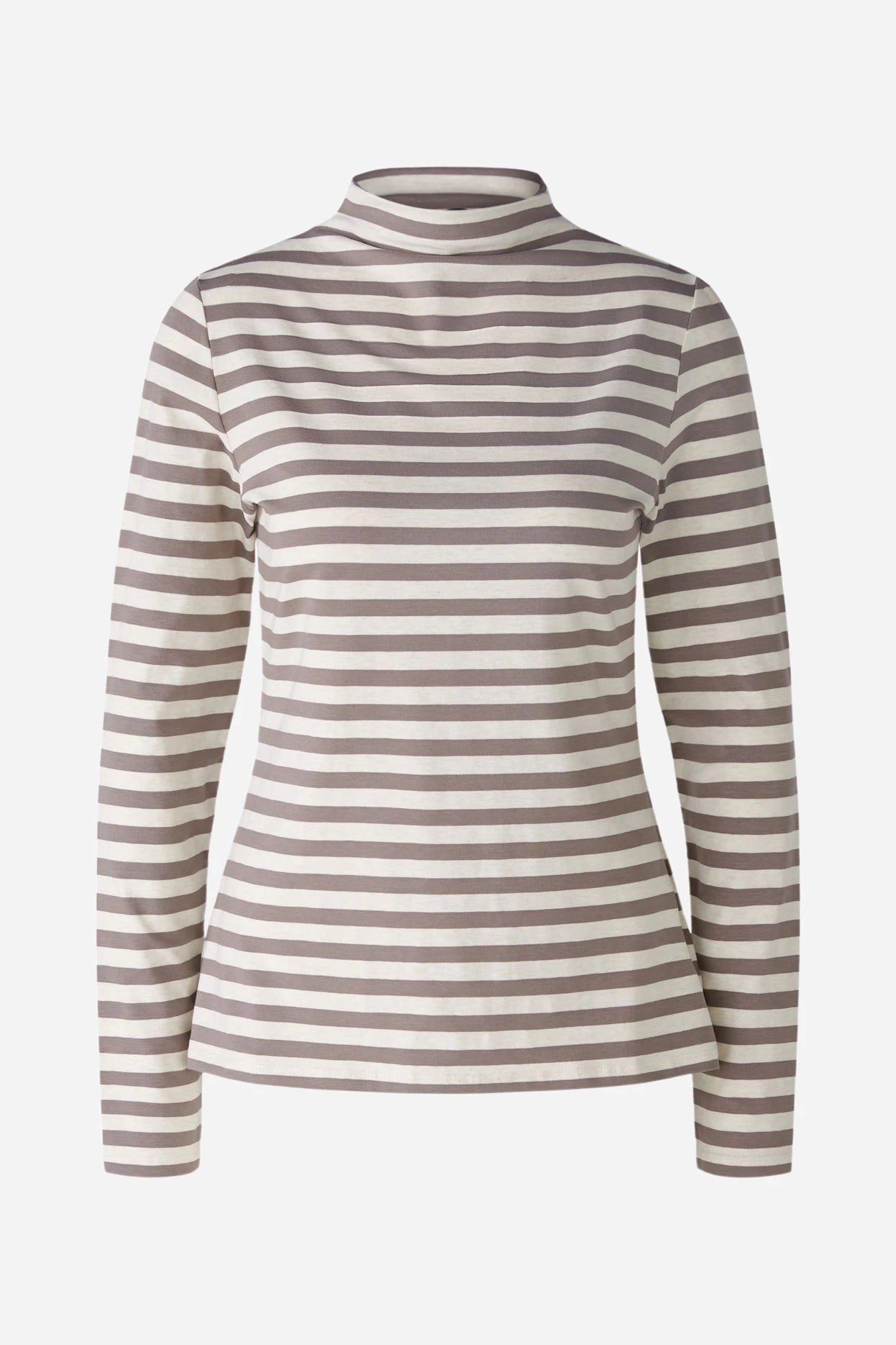 Hurry In Oui Striped Mock Neck T-Shirt