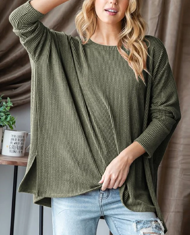 Weekend Savings Bonanza Plus Rib Oversize Dolman Top