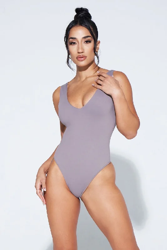 Instant Savings THE OB V-CUT SLEEVELESS BODYSUIT-MOCHA