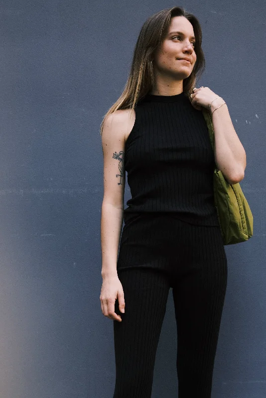 Deal of the Day ribbed cotton tank top - black