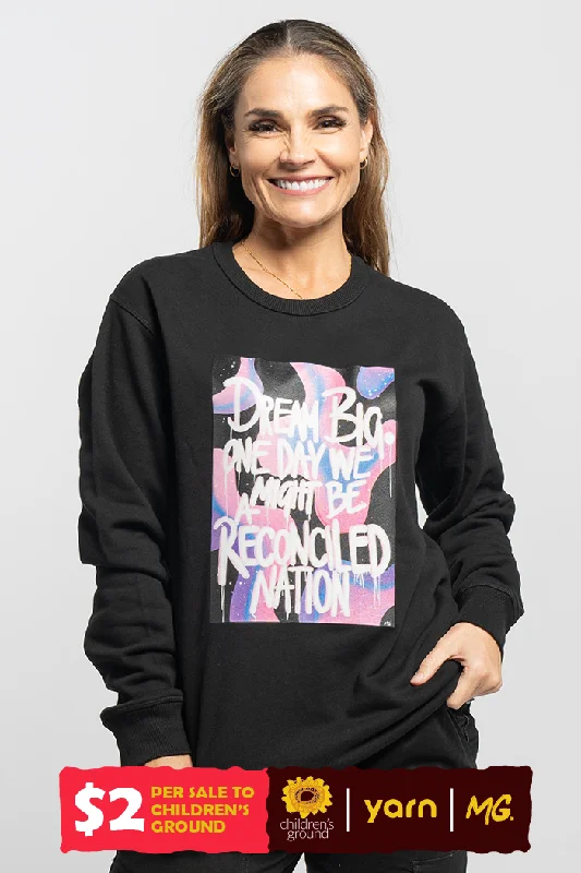 Today Only Reconciled Nation (Purple) Black Cotton Blend Crew Neck Women's Sweatshirt