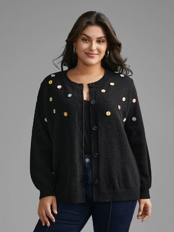 Weekend Special Stereo Flower Design Button Through Cardigan