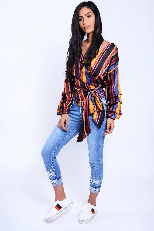 Act Now WRAP OVER TOP MULTI COLOUR