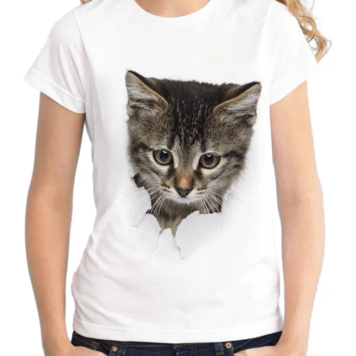 Exclusive Savings CUTE KITTY 3-D TEE