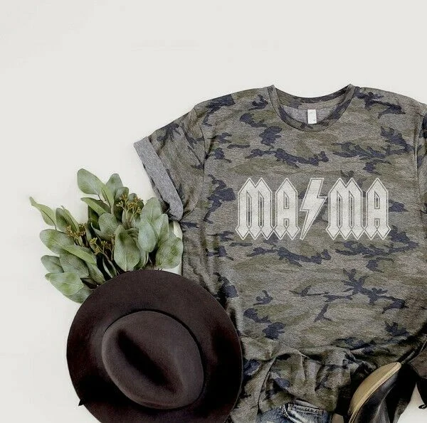 Super Savings Camouflage MAMA Womens Graphic Oversized Relaxed Casual Tee T-Shirt