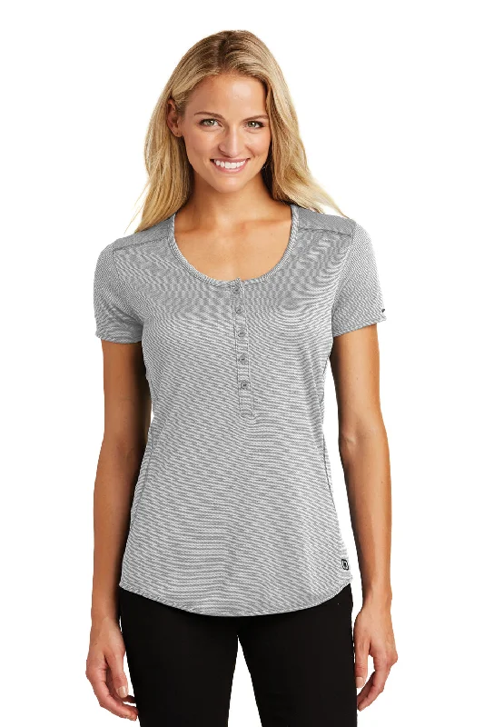 Price Break Ogio Womens Orbit Moisture Wicking Short Sleeve Henley T-Shirt - Rogue Grey/White - Closeout Price Break Ogio Womens Orbit Moisture Wicking Short Sleeve Henley T-Shirt - Rogue Grey/White - Closeout