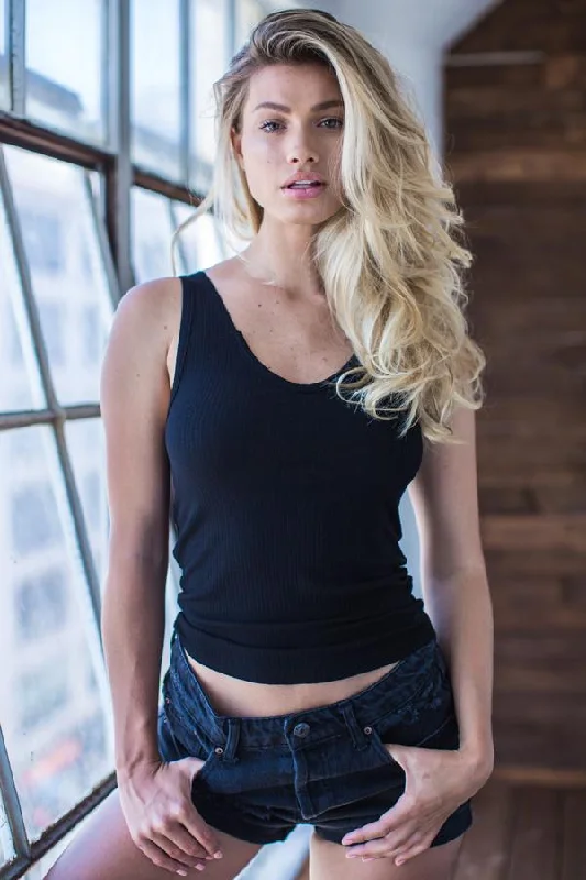 Super Savings Black Deconstructed Fitted Tank