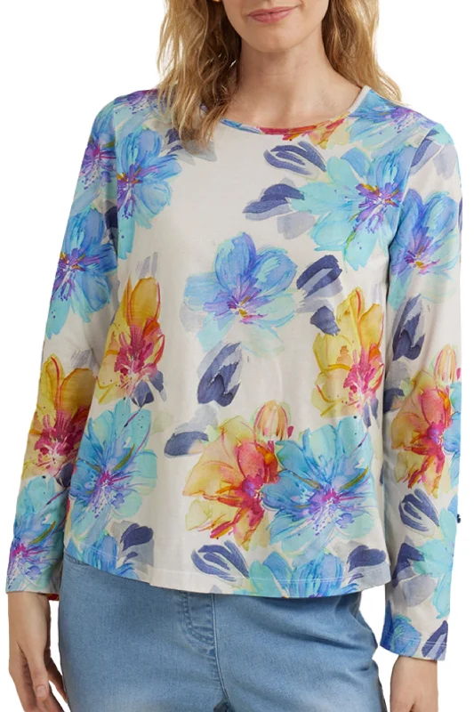 Quick Sale BRUSHED FLORAL PRINT TEE - YT24W7458