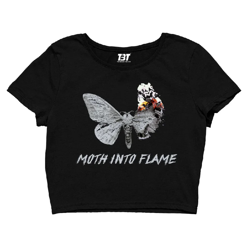 Stock Clearance Metallica Crop Top - Moth Into Flame