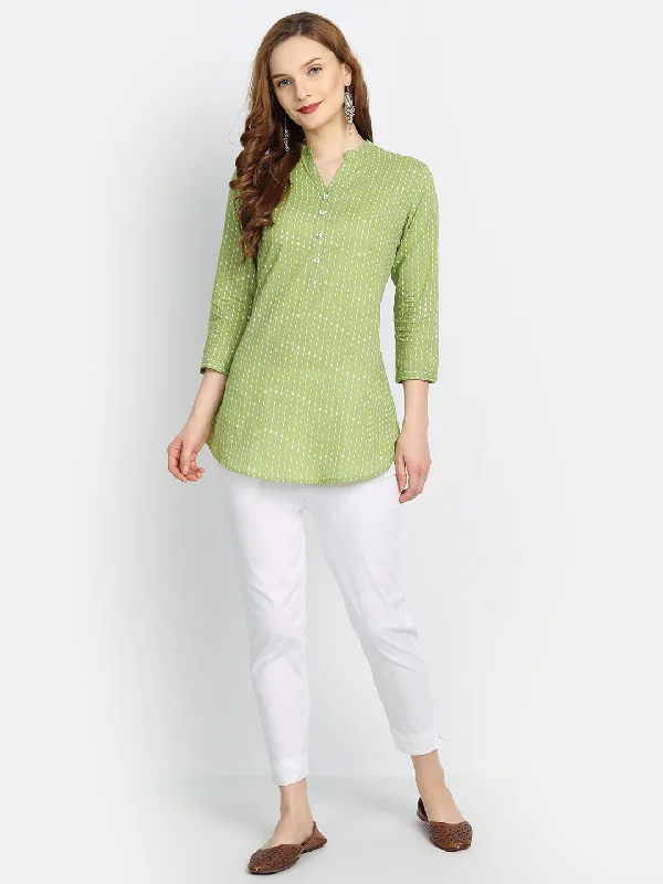 Bargain Prices Mul Cotton High-Low Printed Top