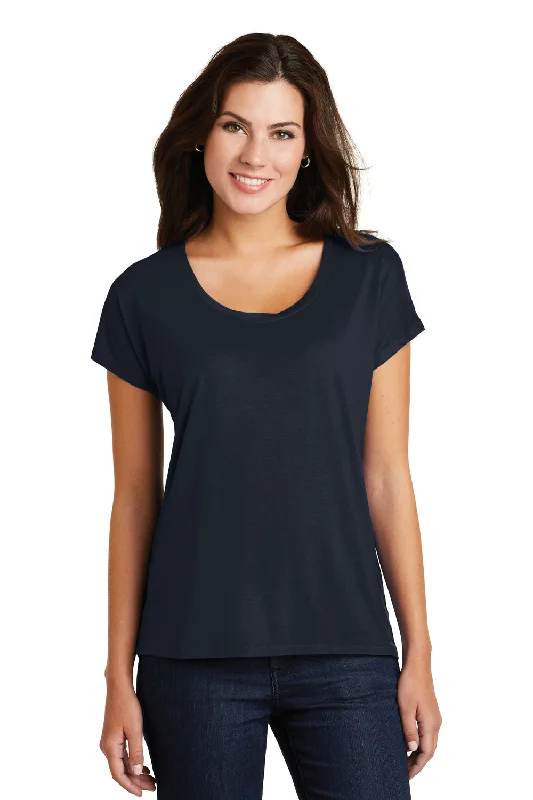 Super Savings District Womens Drapey Dolman Short Sleeve Scoop Neck T-Shirt - New Navy Blue - Closeout