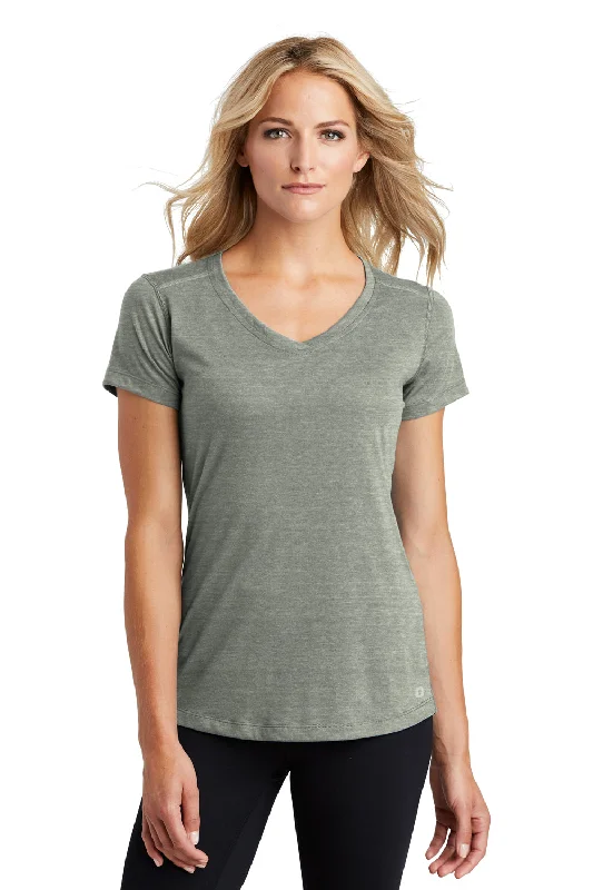 Special Price Ogio Womens Endurance Peak Jersey Moisture Wicking Short Sleeve V-Neck T-Shirt - Heather Gear Grey