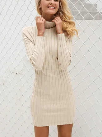 Unbeatable Prices TURTLENECK RIBBED SWEATER DRESS