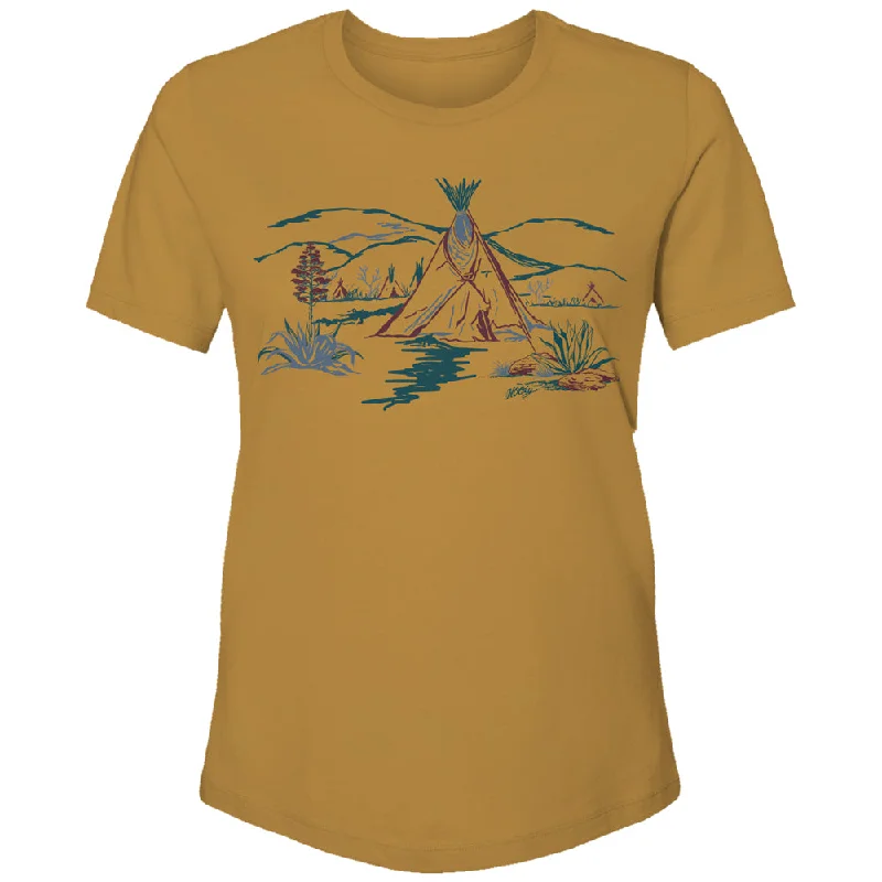 Low Prices "Comanche" Mustard w/Cranberry/Blue Logo T-shirt