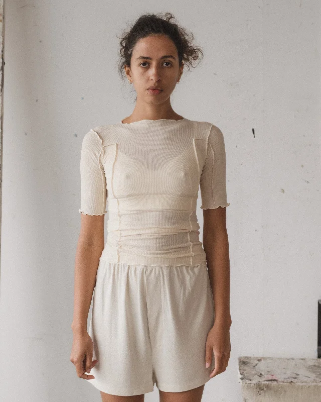 Steals and Deals Omato 3/4 Tee Shirt - Organic Cotton Rib - Off White